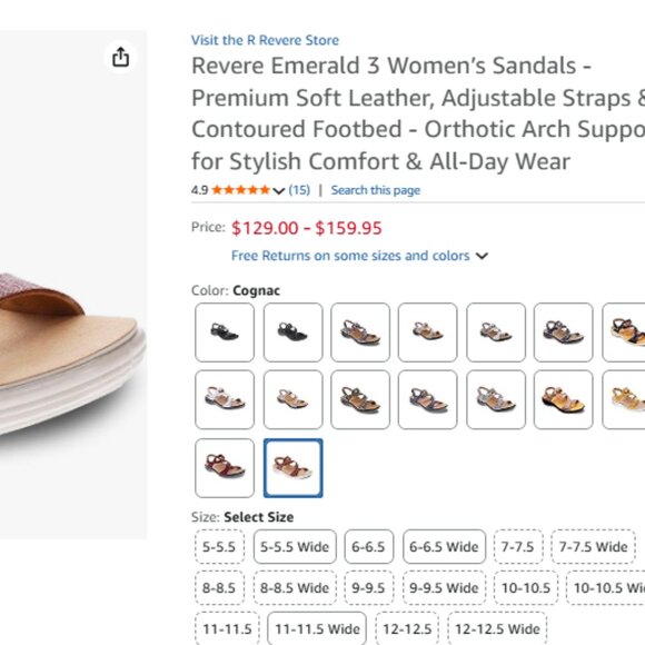 Womens REVERE Camel WIDE WIDTH Leather Orthopedic Support Sandals NEW NIB $160 - Picture 2 of 6